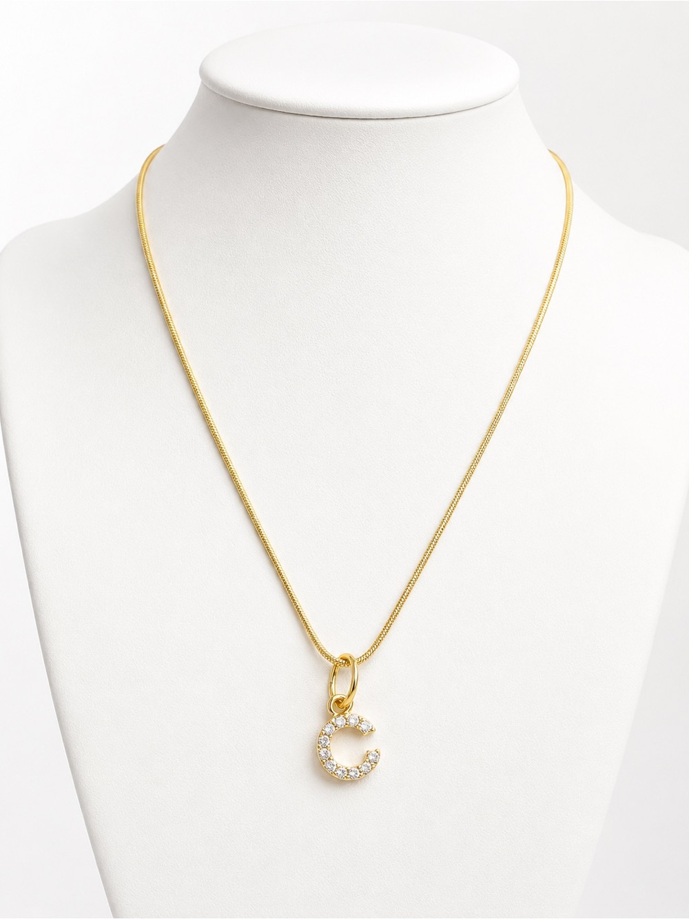 Premier Designs Gold Crystal 'C' Initial Pendant Necklace on 18” rope chain